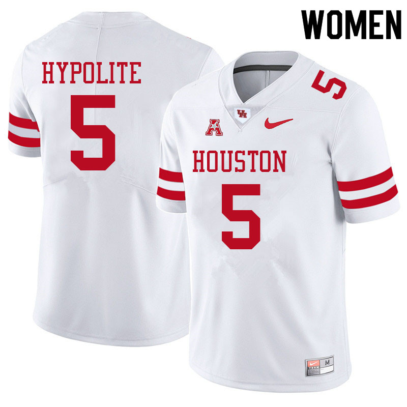Women #5 Hasaan Hypolite Houston Cougars College Football Jerseys Sale-White
